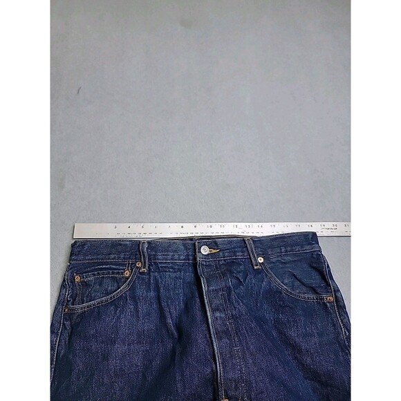 Levis Mens 501 48x34 (36x32) Jeans Straight Button High Cotton Blue Distressed - Picture 6 of 16